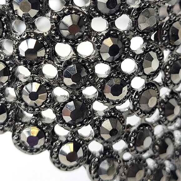 Gorgeous Hematite Rhinestone Wide Cuff Bracelet - Picture 5 of 14